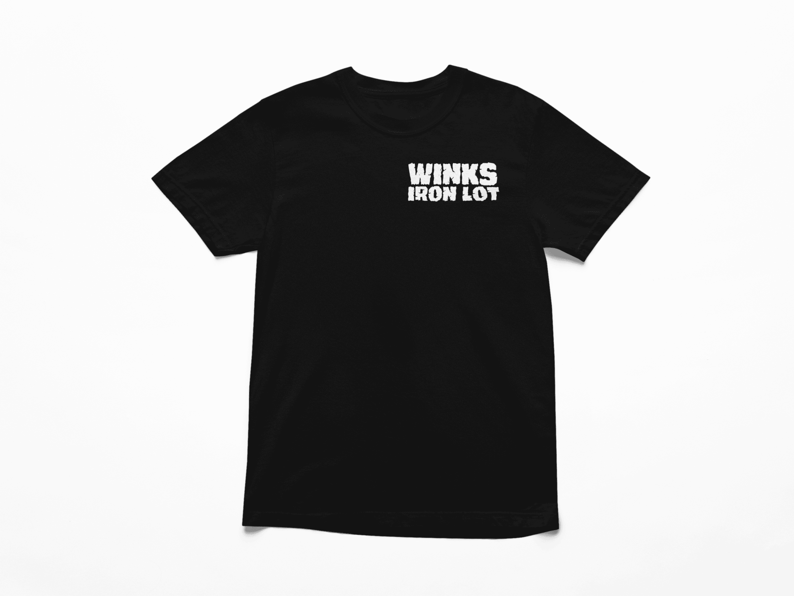 Gentlemen Wink t-shirt with WINKS IRON LOT graphic